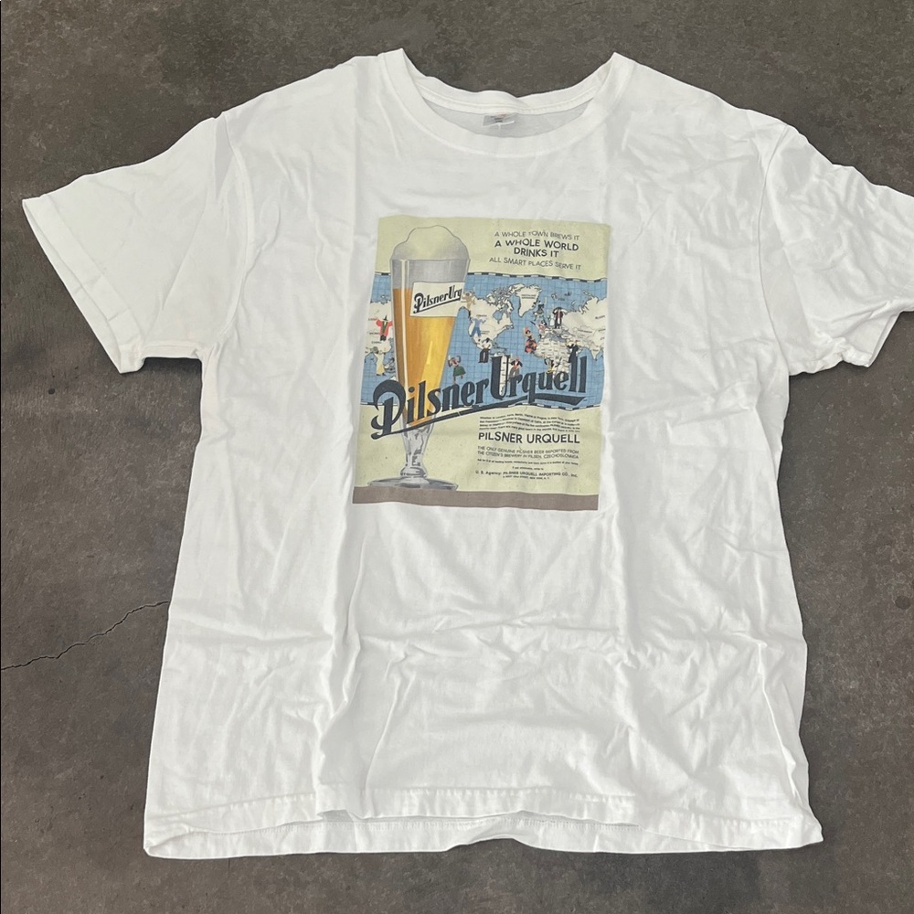 Pilsner Urquell Graphic Tee - White Short Sleeve Men’s Shirt